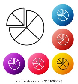 Icono de Abacus de línea negra aislado en fondo blanco. Marco de recuento tradicional. Señal de educación. Escuela de Matemáticas. Establece los iconos de los botones de círculo coloridos. Ilustración vectorial