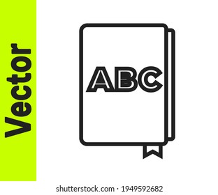 Black line ABC book icon isolated on white background. Dictionary book sign. Alphabet book icon.  Vector