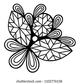 Black line abstract crystal gems isolated on the white background. Mosaic element in jewerly style.Jewels pattern.