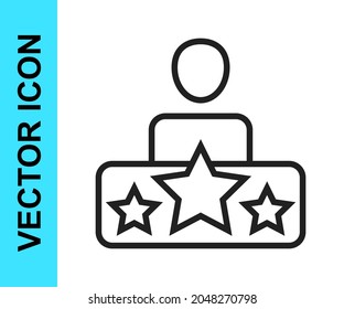 Black line Actor star icon isolated on white background.  Vector