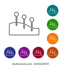 Black line Acupuncture therapy icon isolated on white background. Chinese medicine. Holistic pain management treatments. Set icons in color circle buttons. Vector