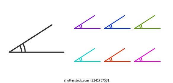 Black line Acute angle of 45 degrees icon isolated on white background. Set icons colorful. Vector Illustration