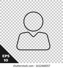 Black line Add to friend icon isolated on transparent background.  Vector Illustration
