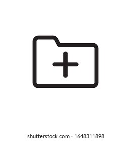 Black line Add new folder icon isolated on white background. New folder file. Copy document icon. Add attach create folder make new plus. Vector Illustration