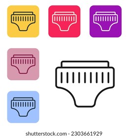 Black line Adult diaper icon isolated on white background. Set icons in color square buttons. Vector