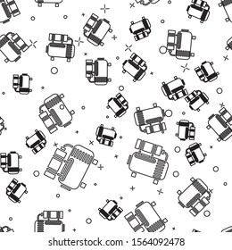 Black line Air compressor icon isolated seamless pattern on white background.  Vector Illustration