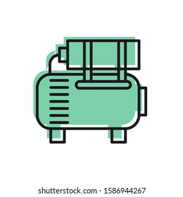 Black line Air compressor icon isolated on white background.  Vector Illustration