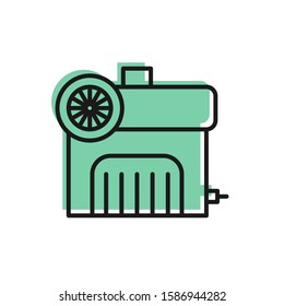 Black line Air compressor icon isolated on white background.  Vector Illustration