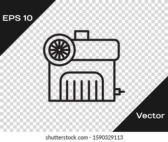 Black line Air compressor icon isolated on transparent background.  Vector Illustration