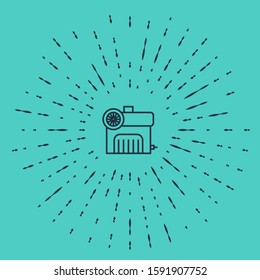 Black line Air compressor icon isolated on green background. Abstract circle random dots. Vector Illustration