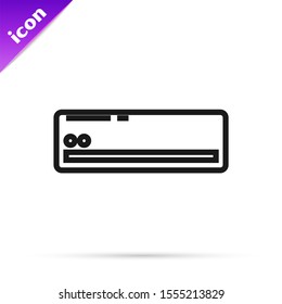 Black line Air conditioner icon isolated on white background. Split system air conditioning. Cool and cold climate control system.  Vector Illustration