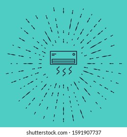 Black line Air conditioner icon isolated on green background. Split system air conditioning. Cool and cold climate control system. Abstract circle random dots. Vector Illustration