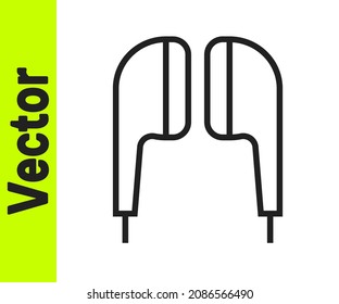 Black line Air headphones icon icon isolated on white background. Holder wireless in case earphones garniture electronic gadget.  Vector