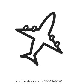 Black line aircraft icon for design