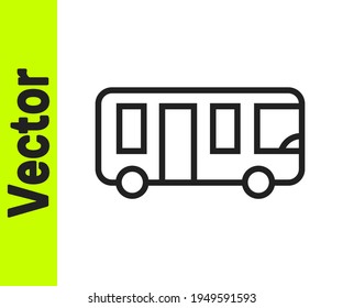 Black line Airport bus icon isolated on white background.  Vector