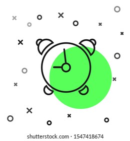 Black line Alarm clock icon isolated on white background. Wake up, get up concept. Time sign.  Vector Illustration