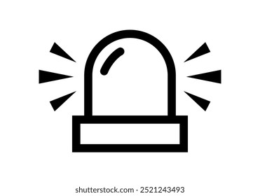 Black line alarm siren emergency fighing light icon flat vector design