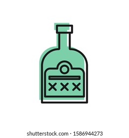 Black line Alcohol drink Rum bottle icon isolated on white background.  Vector Illustration