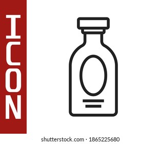 Black line Alcohol drink Rum bottle icon isolated on white background.  Vector
