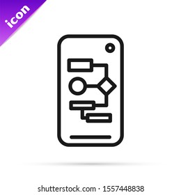 Black line Algorithm icon isolated on white background. Algorithm symbol design from Artificial Intelligence collection.  Vector Illustration
