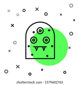 Black line Alien icon isolated on white background. Extraterrestrial alien face or head symbol.  Vector Illustration