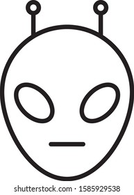 Black line Alien icon isolated on white background. Extraterrestrial alien face or head symbol.  Vector Illustration