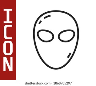 Black line Alien icon isolated on white background. Extraterrestrial alien face or head symbol.  Vector