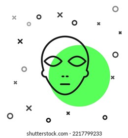 Black line Alien icon isolated on white background. Extraterrestrial alien face or head symbol.  Vector Illustration