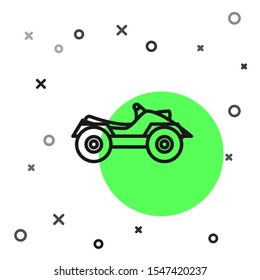 Black line All Terrain Vehicle or ATV motorcycle icon isolated on white background. Quad bike. Extreme sport.  Vector Illustration