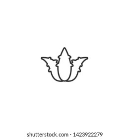 black line aloe vera with prickles or spikes icon. Medical, cosmetic, health care label. Eco, floral, natural, organic symbol. Vector flat logo isolated on white.