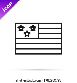 Black line American flag icon isolated on white background. Flag of USA. United States of America.  Vector