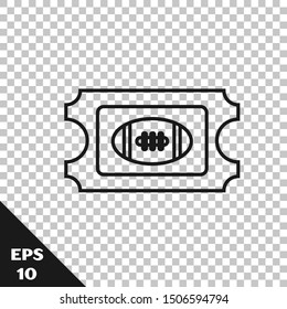 Black line American Football ticket icon isolated on transparent background.  Vector Illustration