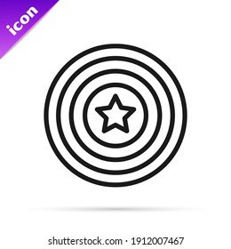 Black line American star shield icon isolated on white background. United States of America country flag. 4th of July. USA Independence day.  Vector