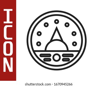 Black line Ampere meter, multimeter, voltmeter icon isolated on white background. Instruments for measurement of electric current.  Vector Illustration