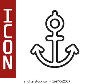 Black line Anchor icon isolated on white background.  Vector Illustration