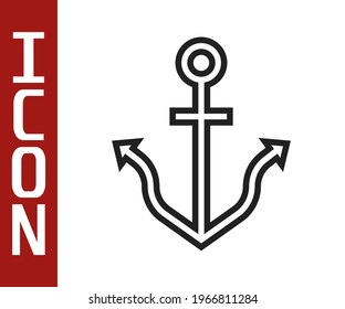 Black line Anchor icon isolated on white background.  Vector