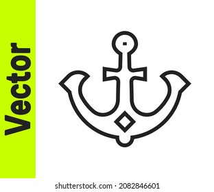 Black line Anchor icon isolated on white background.  Vector