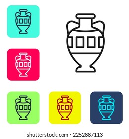 Black line Ancient amphorae icon isolated on white background. Set icons in color square buttons. Vector