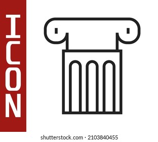 Black line Ancient column icon isolated on white background.  Vector