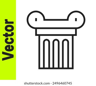 Black line Ancient column icon isolated on white background.  Vector