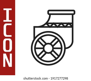 Black line Ancient Greece chariot icon isolated on white background.  Vector