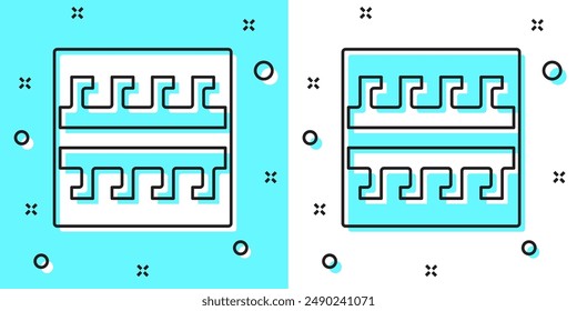 Black line Ancient Greek pattern icon isolated on green and white background. Random dynamic shapes. Vector