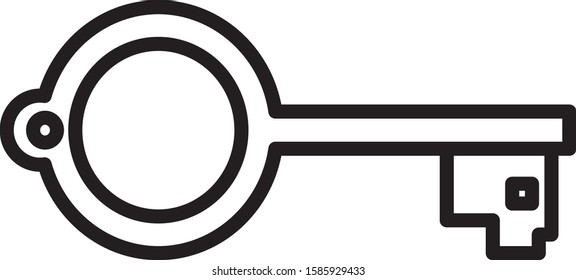 Black line Ancient key for game icon isolated on white background.  Vector Illustration