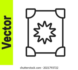 Black line Ancient magic book with alchemy recipes and mystic spells and enchantments icon isolated on white background.  Vector