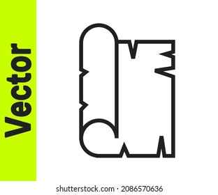 Black line Ancient papyrus scroll icon isolated on white background. Parchment paper. Ancient Egypt symbol.  Vector