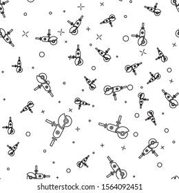 Black line Angle grinder icon isolated seamless pattern on white background.  Vector Illustration