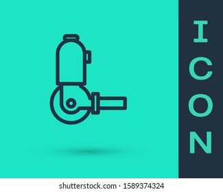 Black line Angle grinder icon isolated on green background.  Vector Illustration