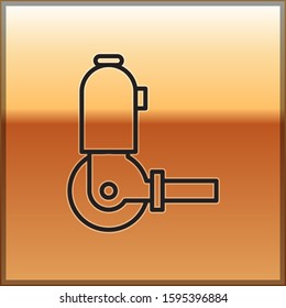 Black line Angle grinder icon isolated on gold background.  Vector Illustration