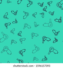 Black line Angle grinder icon isolated seamless pattern on green background.  Vector Illustration
