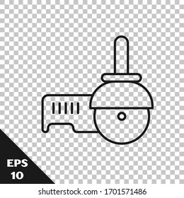 Black line Angle grinder icon isolated on transparent background.  Vector Illustration